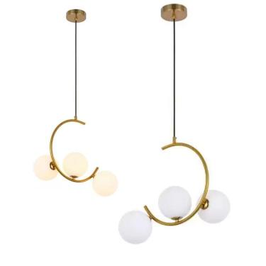 Imagem de Luminaria Pendente Lustre Meia Lua Enfeite Luxo Sala Quarto