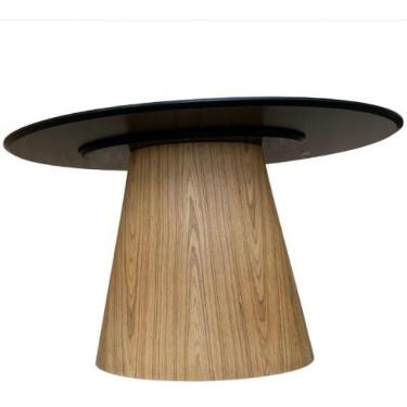 Imagem de Mesa de Jantar Cone Oval 137x90cm Tampo Base Madeira Preto