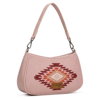 Imagem de Bolsa de ombro feminina Wrangler Western pequena bolsa asteca Hobo Bolsa de mão com alça removível, B - Rosa, 11 × 2.5 × 6.5 inches