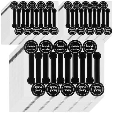 Imagem de YUENPUN 2000 etiquetas de cozimento feitas à mão, adesivos pretos listrados à prova de adulteração para padaria artesanal, embalagem de bolo, decorações de artesanato DIY