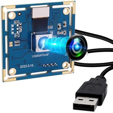 Imagem de IFWATER Câmera USB de foco automático 8 MP 4K com lente livre de distorção de 72°, Plug and Play UVC USB2.0 para computador, compatível com Windows Linux, ideal para vigilância por vídeo de segurança