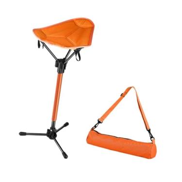 Imagem de YIJU Banquinho de camping confortável com bolsa de transporte, leve e portátil, ideal para camping, praia, churrasco, quintal e viagens, Laranja