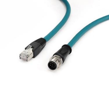 Imagem de ZBLZGP Cabo blindado Ethernet M12 8 polos A-Code RJ45 Ethernet Cat-6 para Cognex DMR200 500 ISM1400 (1M)