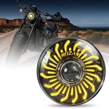 Imagem de Farol de motocicleta de LED de 14 cm com feixe de luz DRL Lo/Hi branco/amarelo, serve para Harley Davidson Dyna Street Bob Super Wide Glide Low Rider Night Rod Softail Sportster Iron 883