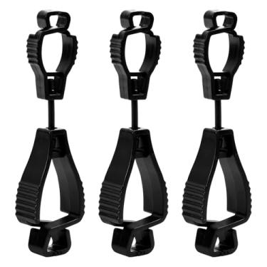 Imagem de 3 clipes pretos para luvas de trabalho, suportes antiderrapantes para construção, combate a incêndios e jardinagem