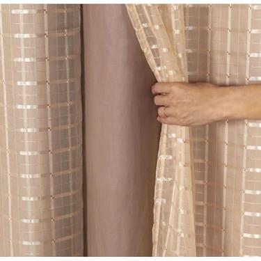 Imagem de cortina Blackout Blecaute PVC com Tecido Xadrez 1 parte 1,40 lar × 1,70/2,00 X 1,40(Avelã,1,40 X 1,70 = 1 parte)