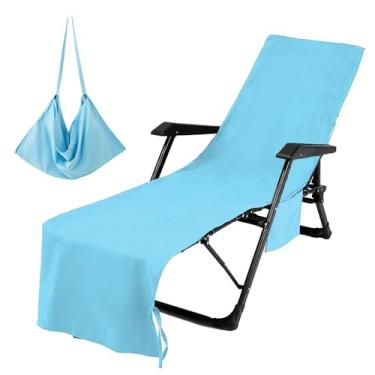 Imagem de Generic Capa para Cadeira de Praia, Fibra Ultrafina com Bolsos, Tamanho Extra Longo, Versátil para Praia e Piscina, Amarela ou Azul Celeste