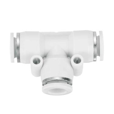 Imagem de HARFINGTON Conexões Push to Connect Tubo de 3/20.3 cm OD T em forma de T Kit de encaixe pneumático de mangueira de ar de conexão rápida, reduzindo 3 maneiras, conector de bloqueio de empurrar, branco