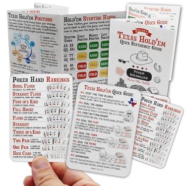 Imagem de POKER WRANGLER Texas Hold'em Poker Cheat Sheet Starter Kit 5 Hand Ranking Cards + Quick Guide