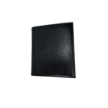 Imagem de Carteira masculina de couro com janela dobrável para identidade – 9 porta-cartões de crédito, bolso para moedas, bolso frontal para cartão de crédito, Preto, Carteira de couro masculina