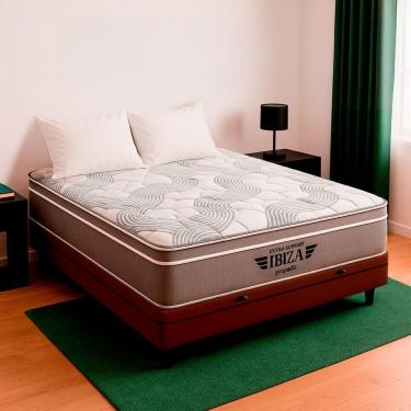Imagem de Cama Box Baú Casal E Colchão Ibiza Molas Ensacadas V-store Marrom