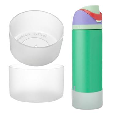 Imagem de OAWEEN 2 peças de bota de silicone para Owala FreeSip 24 947 g Diâmetro inferior 8 cm - 8,8 cm Manga protetora anti-arranhões para SmoothSip Slider 12 567 g Capa transparente antiderrapante acessórios
