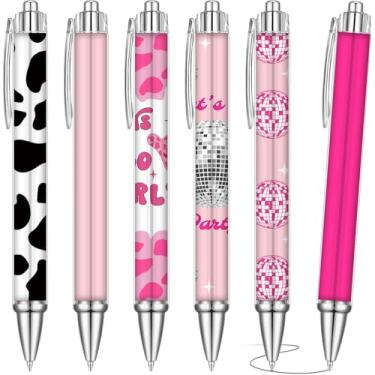 Imagem de 36 canetas Western Cowgirl com estampa de vaca a granel, lembrancinhas de festa, decorações de festas de aniversário, decoração de discoteca rosa para meninas, aniversário, despedida de solteira, anos