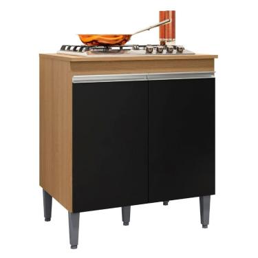Imagem de Balcão Para Cooktop Andréia 2 Portas Amendoa Preto Ajl