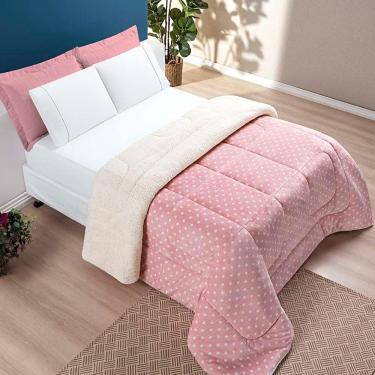 Imagem de Coberdrom Cobertor Celine Solteiro 01 Peça Tecido Sherpa Manta Flannel Quente - Rosa
