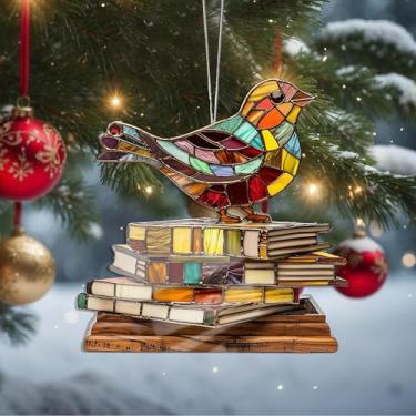 Imagem de Enfeites de Natal para pendurar em cristal, enfeites de árvore de Natal feitos à mão, decoração de carro e casa - presentes de Natal, decoração de artesanato em acrílico, ideias de troca de presentes