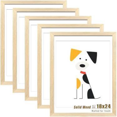 Imagem de LUCKYLIFE Porta-retrato 45,7 x 61,8 cm, molduras de madeira natural maciça com acrílico acrílico, tela 40,6 x 50,8 cm com tapete ou 45,7 x 61 cm sem tapete, moldura para pendurar na parede, conjunto