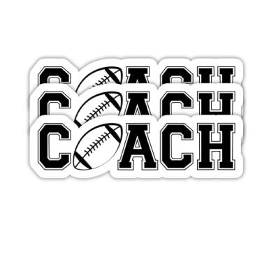 Imagem de Adesivos de treinador de futebol (3 peças) – Decalques de vinil à prova d'água para laptop, garrafa de água, cadernos, scrapbook de equipe esportiva, agradecimento do treinador e presente de