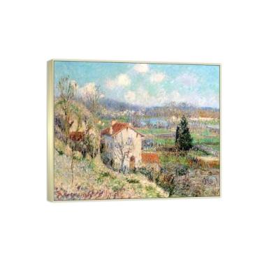 Imagem de BMZFYBS Famosa imagem de paisagem de arte de parede - impressões em tela - Valley 2 - Pintura com moldura prateada para sala de estar banheiro decoração de casa 30 x 35 cm 12 x 13 pol