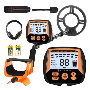 Imagem de SUNPOW Detector de Metais à Prova d'Água para Adultos, Profissional de Alta Precisão, Profundidade de 25 cm, Modos Pinpoint & Disc & Notch & All Metal & Volume, Forte Anti-Interferência GC-1083