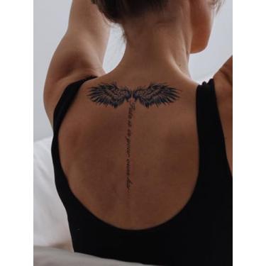 Imagem de Suco de ervas semipermanente metafísico inspirador frase em inglês asas 7-14 dias sem derramamento clavícula braço pulso perna corpo impermeável não-reflexivo tatuagem adesivo 1 peça