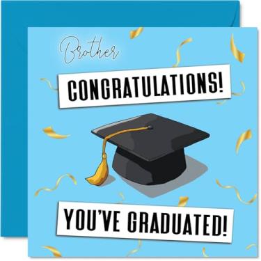 Imagem de Stuff4 Cartão de formatura do irmão - Parabéns graduado - Cartão de formatura feliz para irmão de irmã irmão, 14 cm Parabéns Graduated Bday Cartões comemorativos