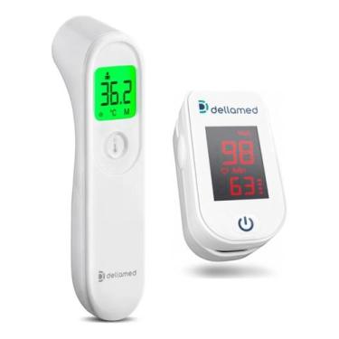 Imagem de Termometro Infravermelho + Oximetro De Dedo Digital Portátil Dellamed