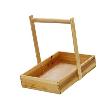 Imagem de KAIYUEMAOYI Suporte para Tubos de Ensaio de Madeira com Cesto para Armazenamento de Laboratório para Ferramentas de Experimento, Camada única