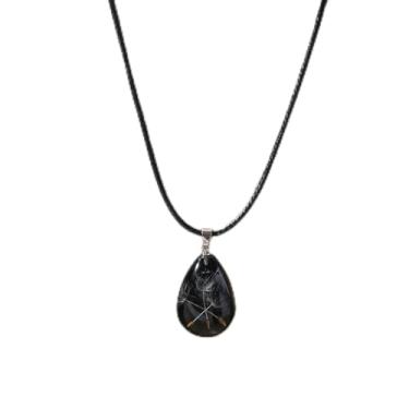 Imagem de Colar com pingente de gota de dente-de-leão, colar de flor de resina de 3 cores com cordão preto para mulheres, joia diária inspirada na natureza, One Size, Resina Plástico, Sem Pedra Preciosa