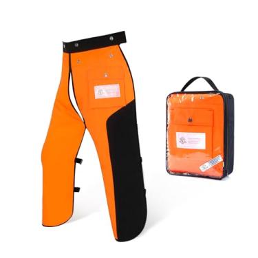 Imagem de ZELARMAN Avental com 8 camadas de motosserra para homens e mulheres madeireiros florestais calça protetora ajustável, Laranja e preto, Small Size: 35"