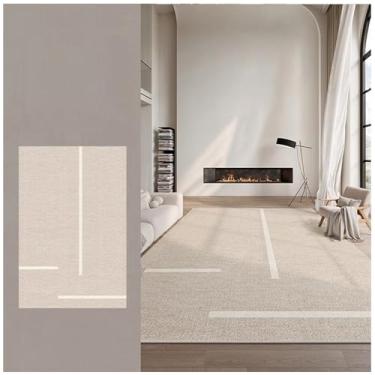 Imagem de SPXMQSS Tapete de área grande para sala de estar, tapete antiderrapante para quarto, sofá resistente ao desgaste, tapete de mesa de café, para sala de estar, sala de jantar, quarto, cinza bege E 200 x