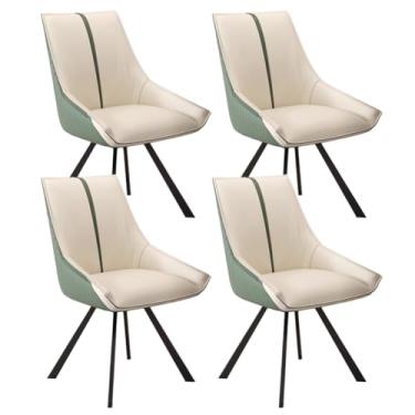 Imagem de SPXMQSS Cadeiras de mesa de jantar, cadeiras de jantar giratórias com apoios de braços e pernas de metal, cadeira estofada de sala de estar com encosto para sala de estar, recepção, restaurante, bege