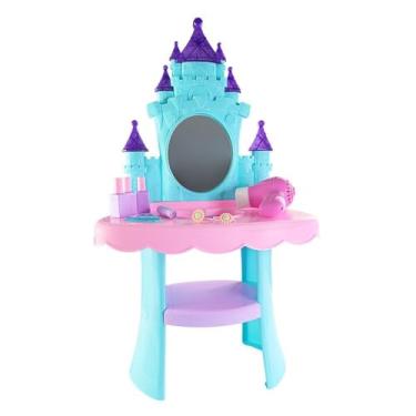 Imagem de Penteadeira Infantil com Espelho e Acessórios, Inclui Secador Funcional, Pentes, Esmaltes, Batom, 66x38x20cm, Polipropileno, para Meninas, Acima de 3 Anos