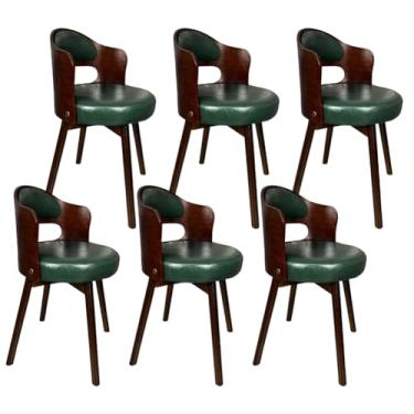 Imagem de SPXMQSS Cadeiras para sala de jantar, cadeiras de jantar giratórias de 360° com encosto, cadeira de jantar estofada de couro, cadeira ergonômica para lounge, escritório, penteadeira, verde, 6