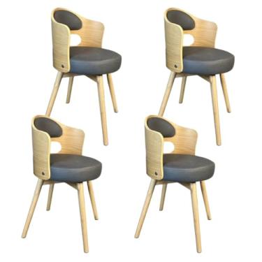 Imagem de SPXMQSS Cadeiras para sala de jantar, cadeiras de jantar giratórias de 360° com encosto, cadeira de jantar estofada de couro, cadeira ergonômica para lounge, escritório, penteadeira, cinza, 4