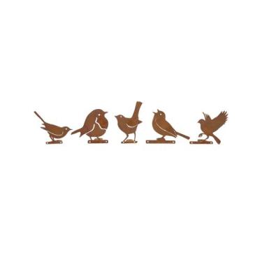 Imagem de Decoração Pássaros de Metal para Jardim Cor de Ferrugem 5 Pç - Montar 