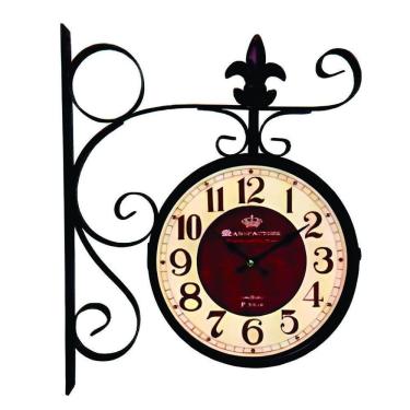 Imagem de Relógio Estação Dupla Face Retrô Preto Em Metal