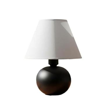 Imagem de Abajur Luminaria De Ceramica Com Cúpula Sala Quarto Ambiente Decoração Infantil Adulto Cor Fria(Preto Fosco)