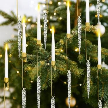 Imagem de Velas de árvore de Natal com controle remoto, pacote com 12 velas de LED cintilantes sem chama, decorações de árvore de Natal com temporizador, luz branca quente para decoração de férias com ganchos