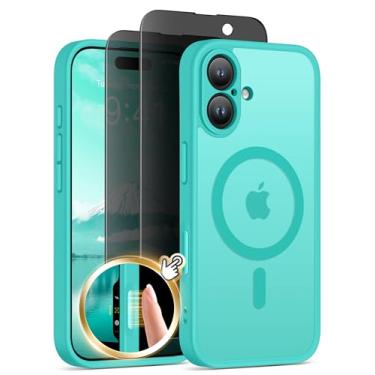 Imagem de Capa magnética para iPhone 16 Plus com botão de controle de câmera, compatível com MagSafe, [proteção total da câmera] [protetor de tela de privacidade] Capa de telefone transparente fosca