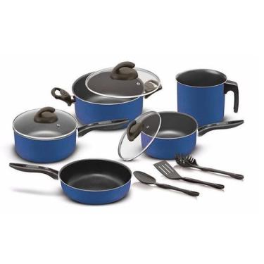 Imagem de Conjunto de panelas teflon azul elegan 08 peças antiaderente - Marpal