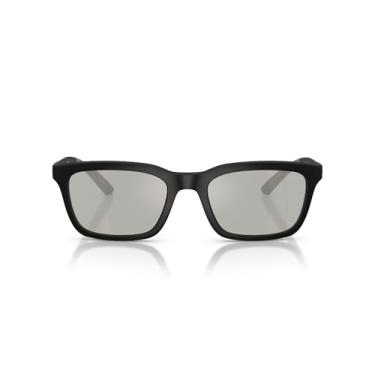 Imagem de Emporio Armani Óculos de sol masculinos retangulares EA4249U com ajuste universal, preto fosco/cinza claro prata flash, 55 mm, Preto fosco/cinza claro prata flash, 55 mm