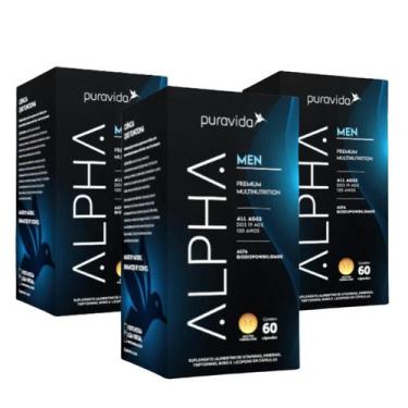 Imagem de Kit 3 Alpha Men Polivitamínico Masculino Premium Puravida - Pura Vida 