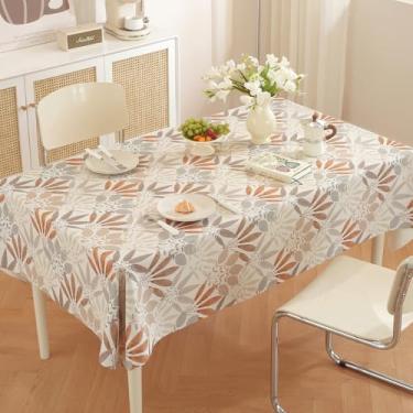 Imagem de TruDelve Toalha de mesa de vinil de plástico, toalha de mesa retangular, para uso ao ar livre, capa de mesa de piquenique à prova d'água (137 x 192 cm, estampa de folha)