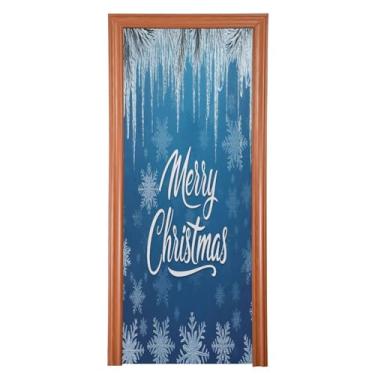 Imagem de Wassud Capa de porta de Natal decoração de banner 81 x 199 cm grande Feliz Natal capa de porta interna elástica para varanda porta da frente