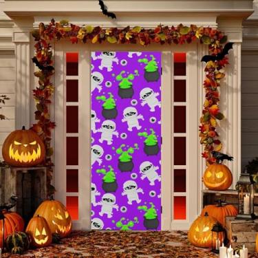 Imagem de Wassud Decoração de capa de porta de múmias banner interno externo varanda decoração de casa grande decoração de porta da frente 89 x 199 centímetros