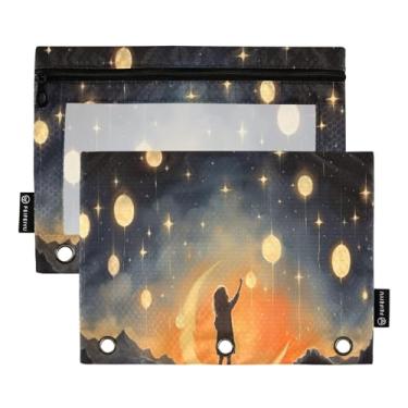 Imagem de Wassud Céu estrelado (2) pacote com 2 pastas para fichário, 3 furos, pastas de bolso, organizador de fichários para casa, escritório