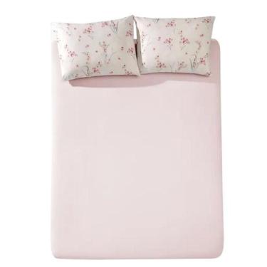 Imagem de Jogo de Lençol Queen Döhler 150 Fios Algodão 3 Peças, Rosa