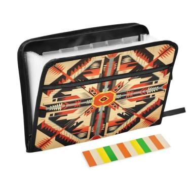 Imagem de Wassud Design de seta abstrata, organizador de arquivos sanfonado, 13 bolsos, pastas expansíveis com abas e adesivos, organizador de pastas de documentos de recibo de papel tamanho carta A4 para