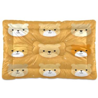 Imagem de Wassud Cama de cachorro com rostos de urso fofos, camas grandes para cães ao ar livre, tapete lavável para animais de estimação, cama de gato para dormir, viagens 91 x 61 cm
